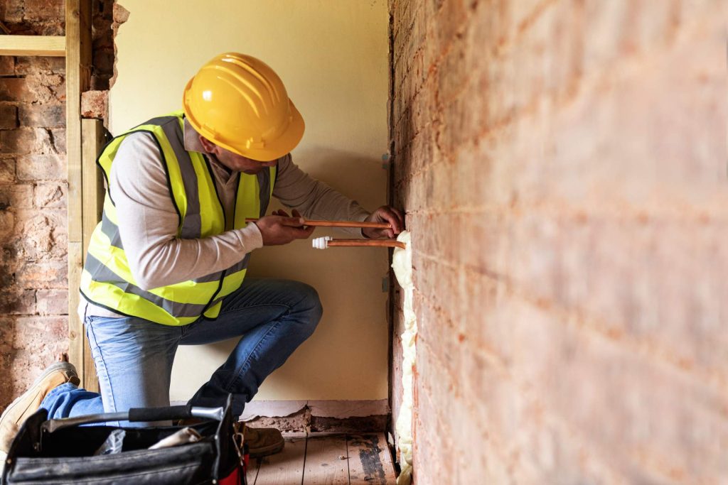 Builder repairing a construction defect in a Nevada home