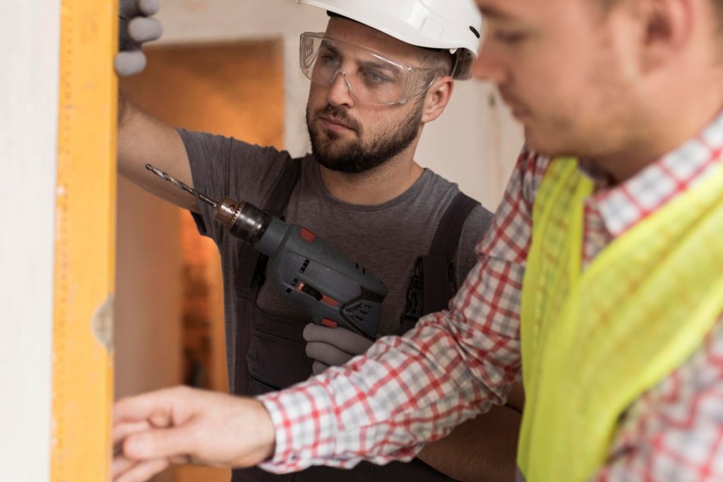 Construction professional inspecting a defect in a Las Vegas home
