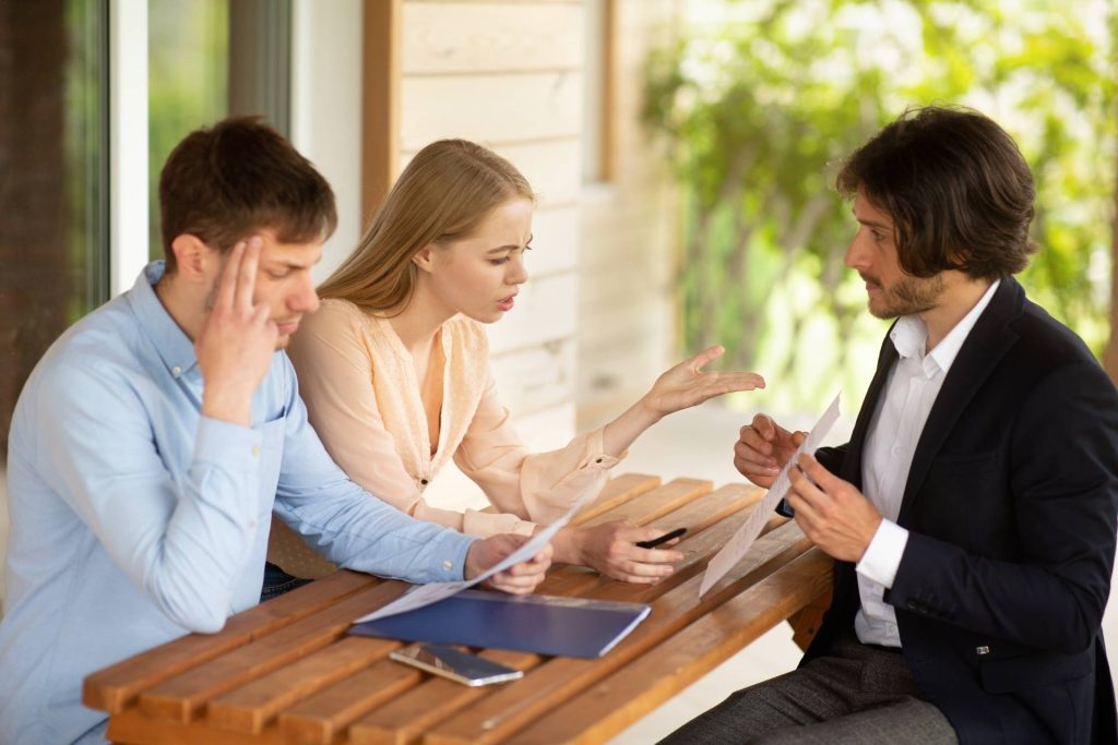 Las Vegas homeowner discussing foreclosure mediation with an attorney