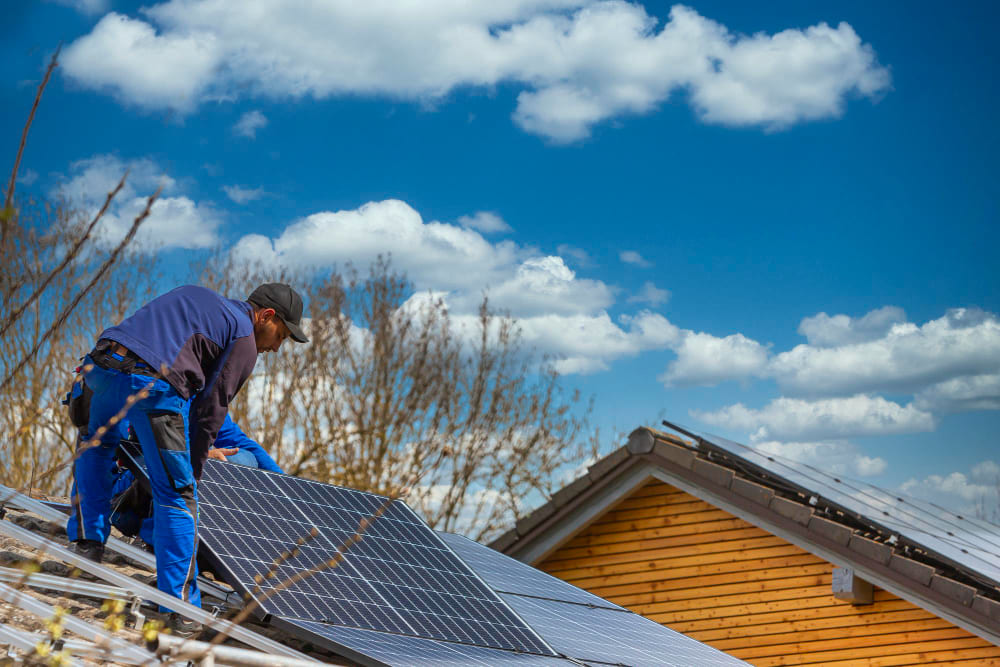 unfinished solar panel installation left by a contractor on a Nevada roof