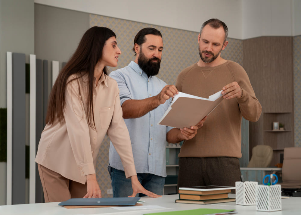 Las Vegas rental property owner organizing leases and closing documents